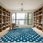 Deep Blue White Polka Dot Explosion Rug