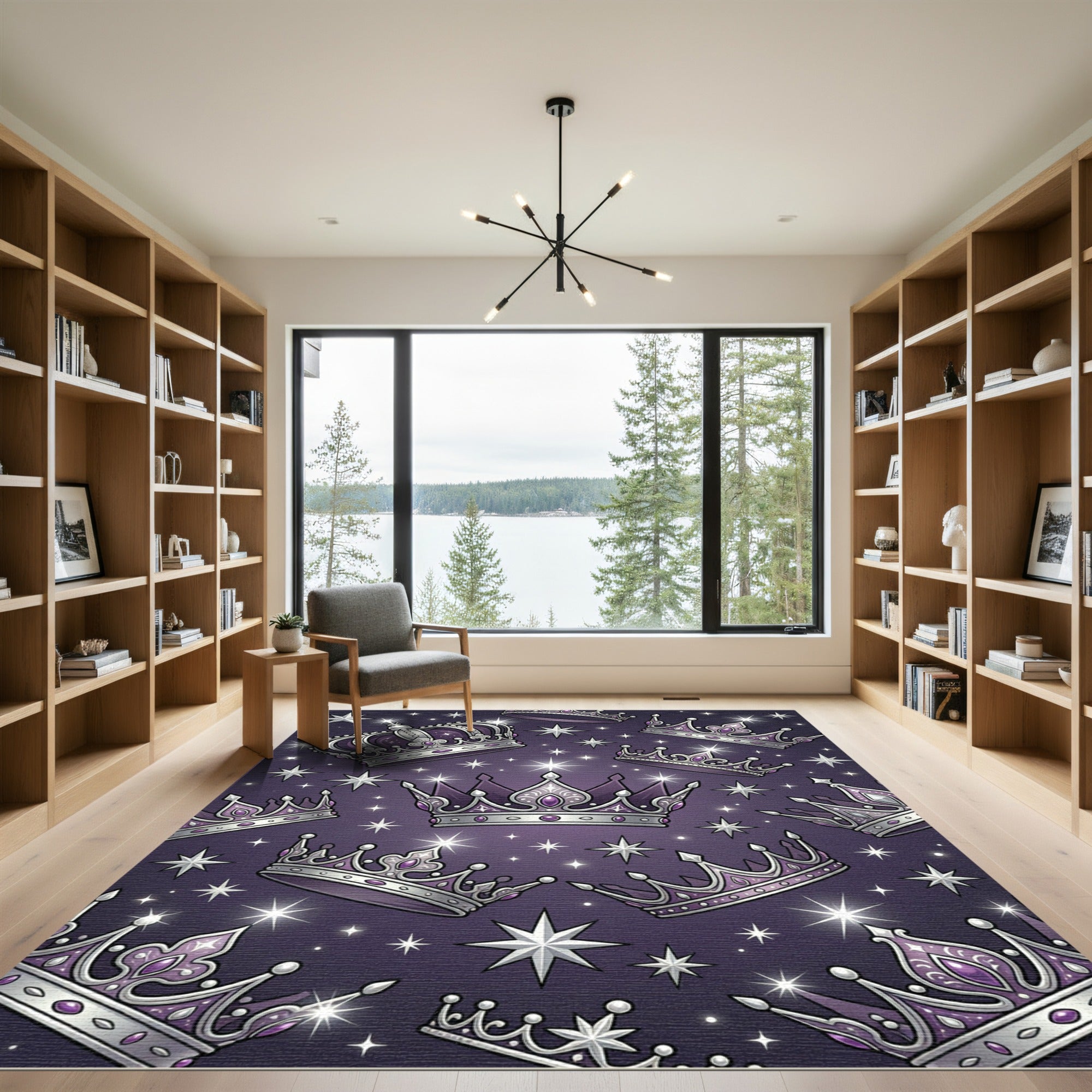 Royal Purple Crown Celestial Star Art Rug