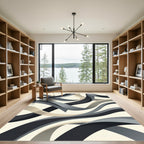 Minimalist Gray Monochrome Abstract Swirls Rug