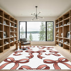 Elegant Dusty Rose Bow Ribbon Illustration Rug