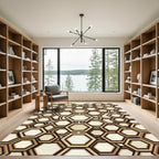 Tapestry Hexagon Interlocking Tan Rug
