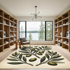 Olive Branch Green Boughs Oval Rug
