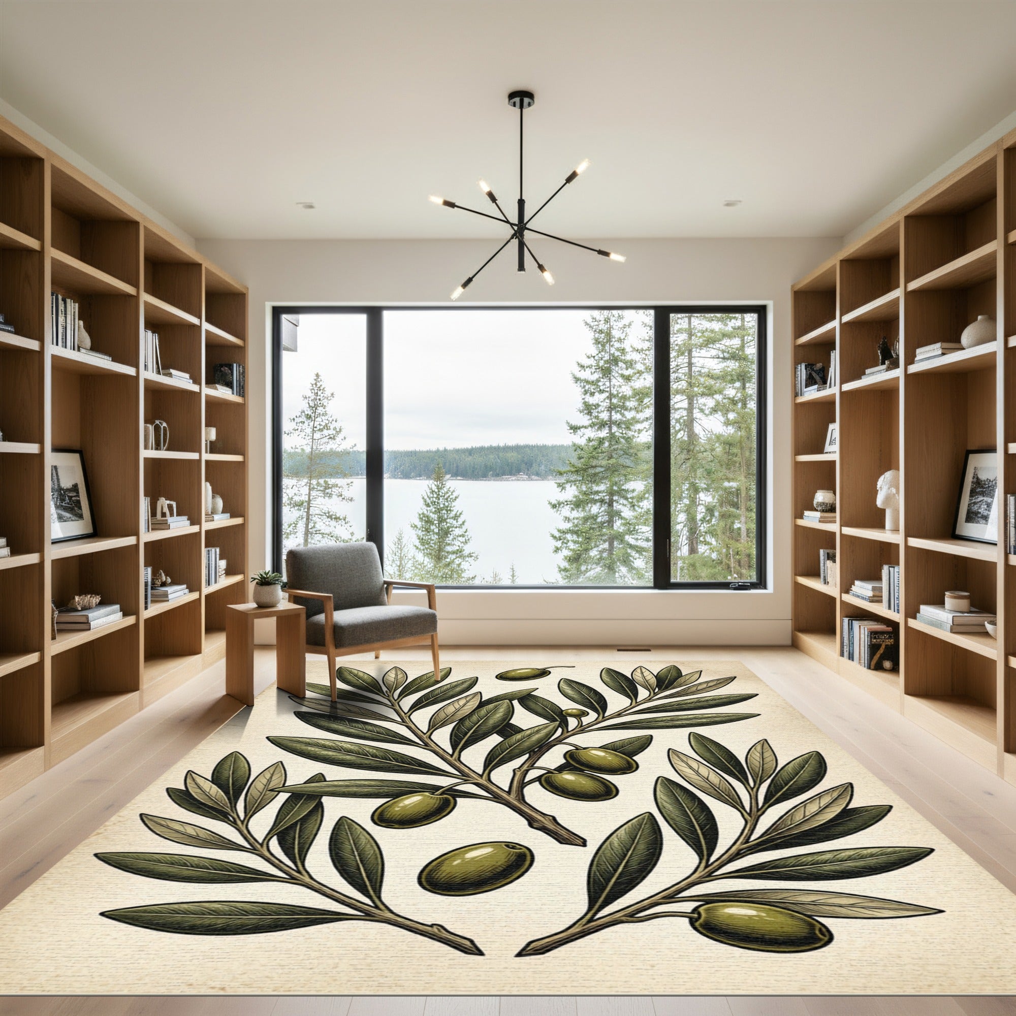 Olive Branch Green Boughs Oval Rug