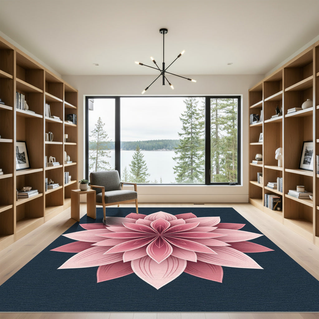 Pink Layered Blossom Floral Rug