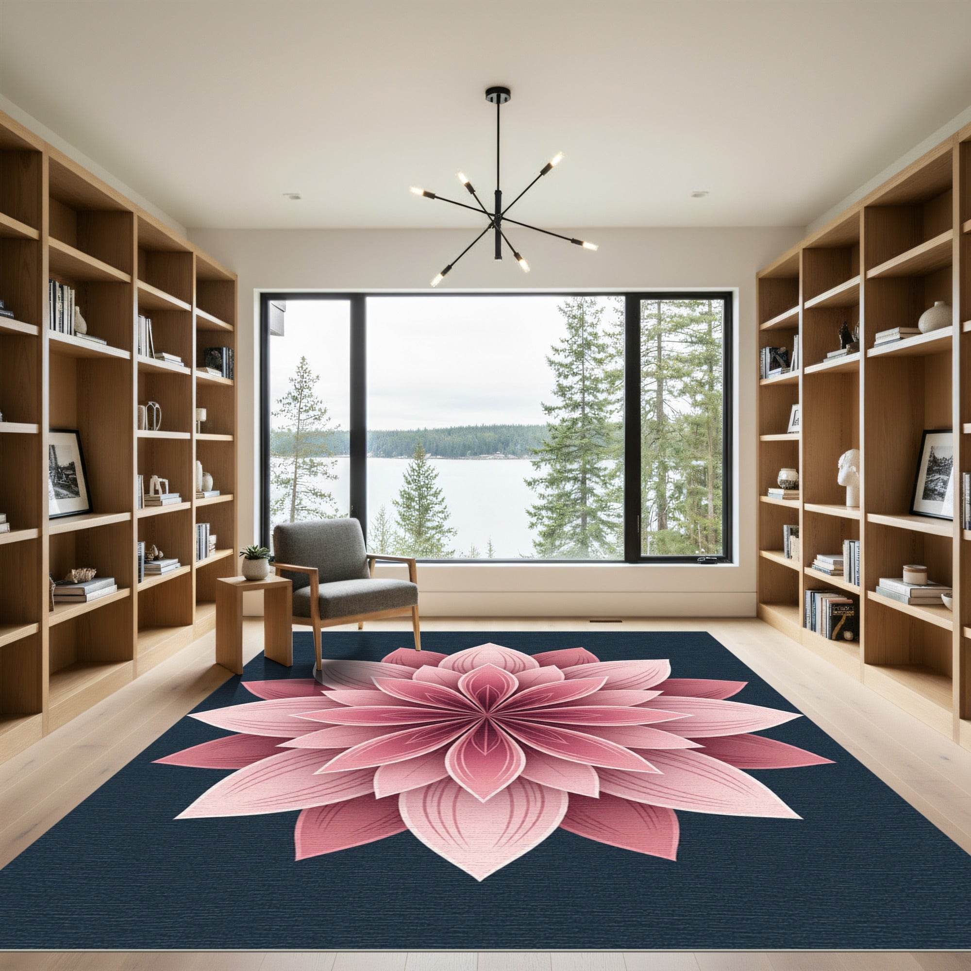 Pink Layered Blossom Floral Rug