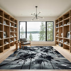 Black Splatter Abstract Grunge Floor Rug