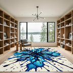 Vivid Ocean Blue Splash Explosion Rug