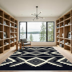 Monochrome Tribal Geometric Diamond Art Rug