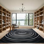 Charcoal Gray Concentric Circles Rug