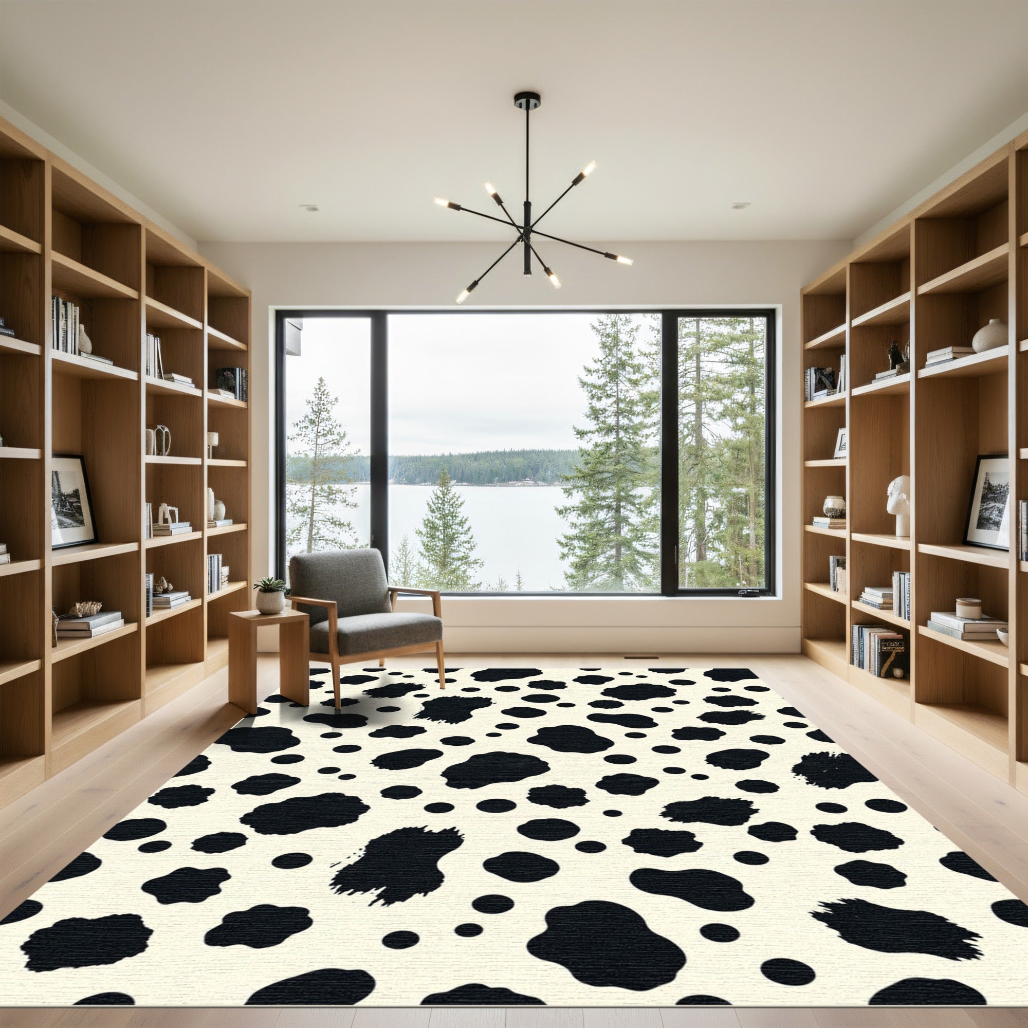 Black and White Spotted Animal Skin Rug