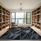 Dark Gray Modern Geometric Facade Rug