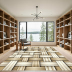 Woven Neutral Beige Textured Lattice Rug