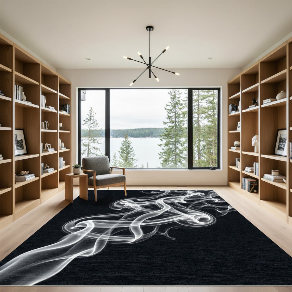 White wispy smoke abstract swirls Rug