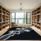 White wispy smoke abstract swirls Rug