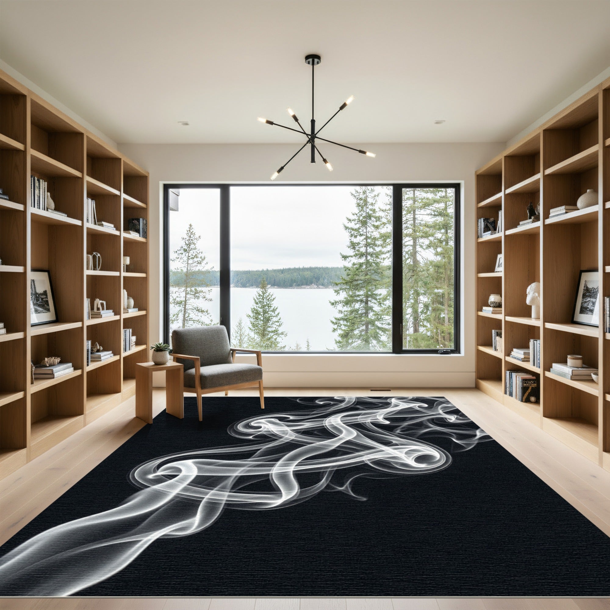 White wispy smoke abstract swirls Rug