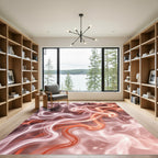 Ethereal Crimson Swirl Abstract Rug