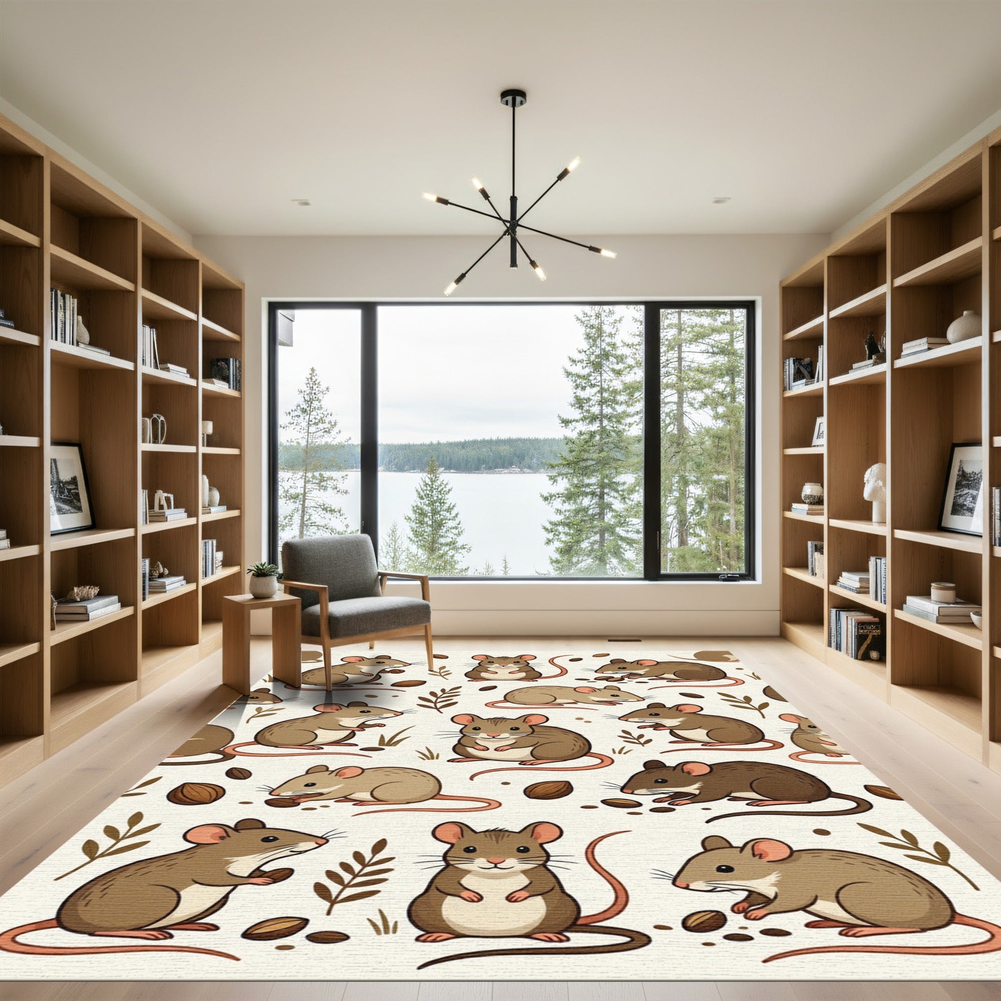 Cute Whimsical Mouse Woodland Field Rug