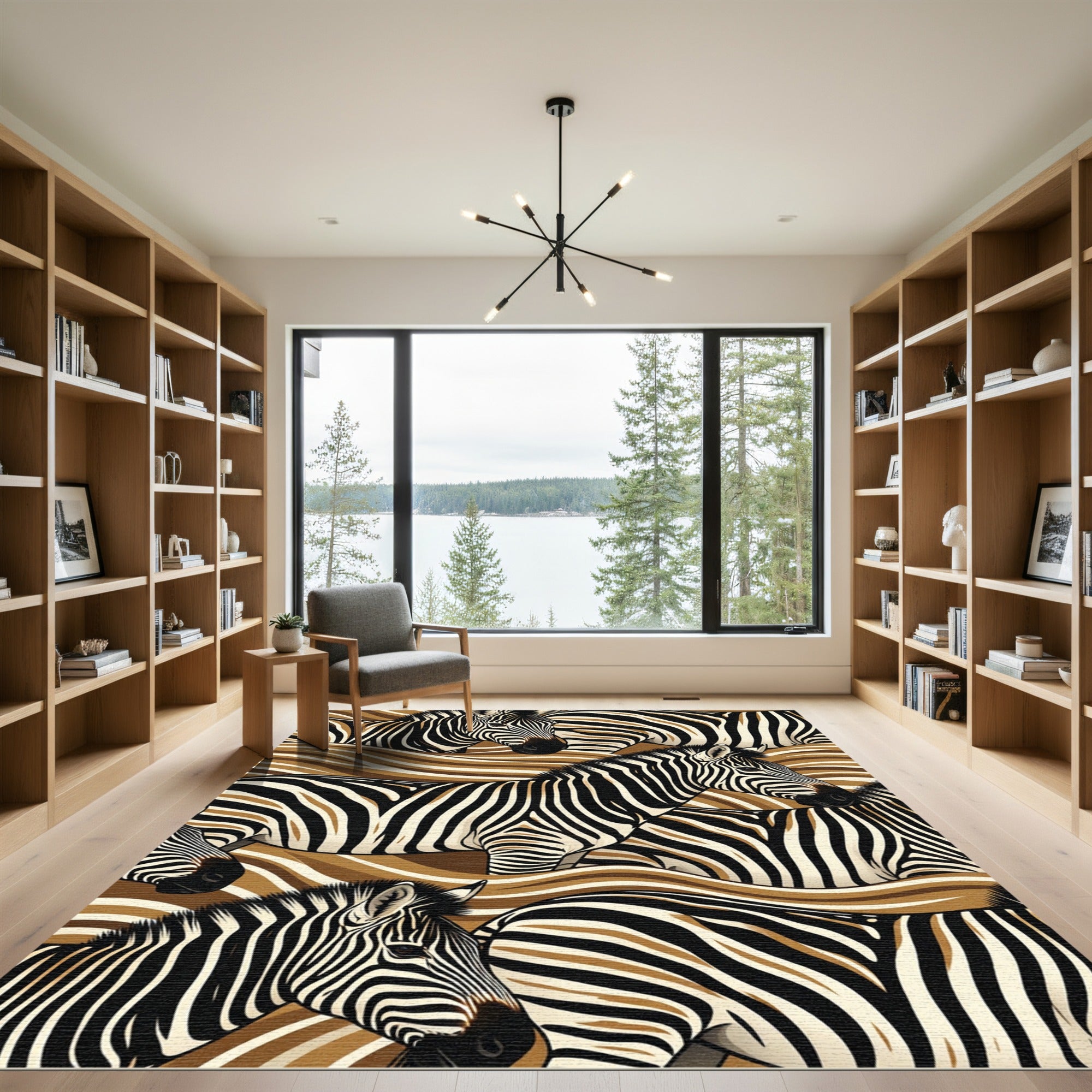 Amber Gold Zebra Animal Stripe Rug