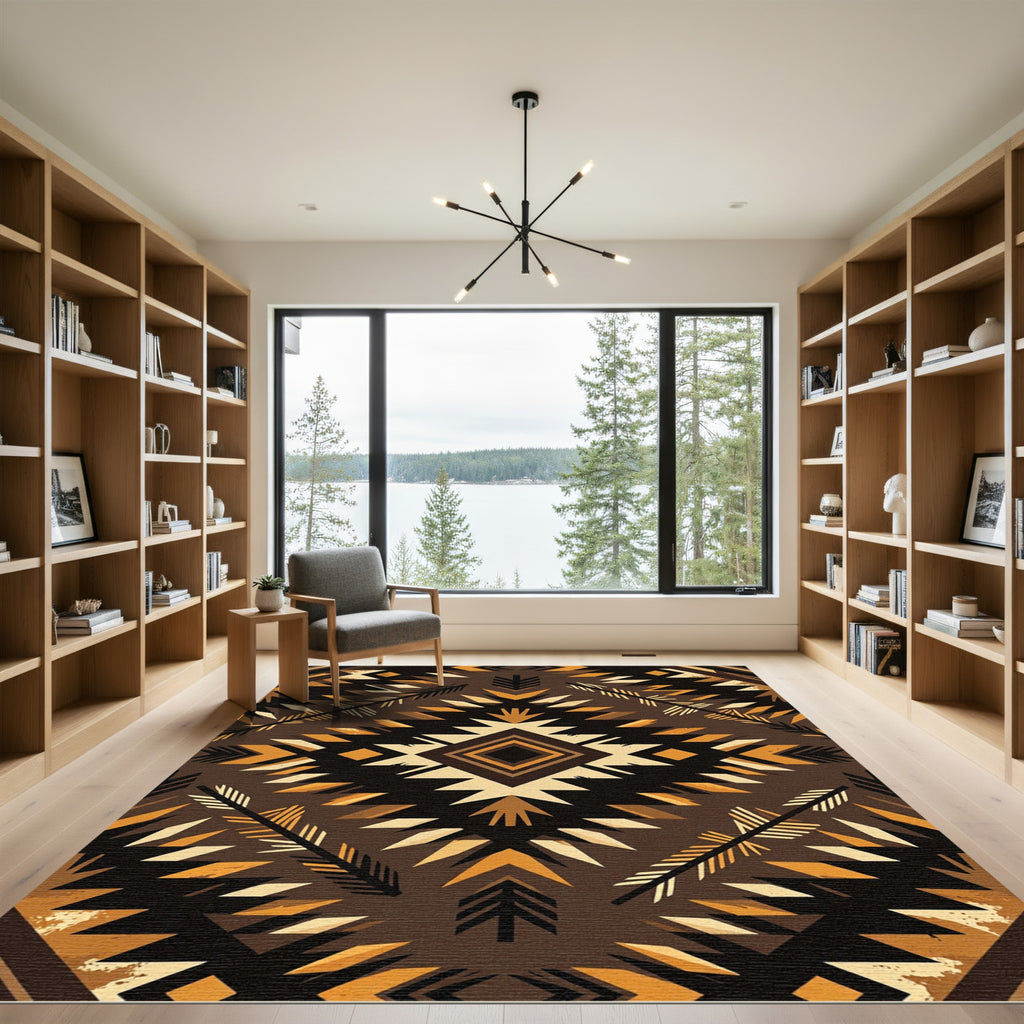 Earthy Geo Diamond Tribal Arrow Wool Rug