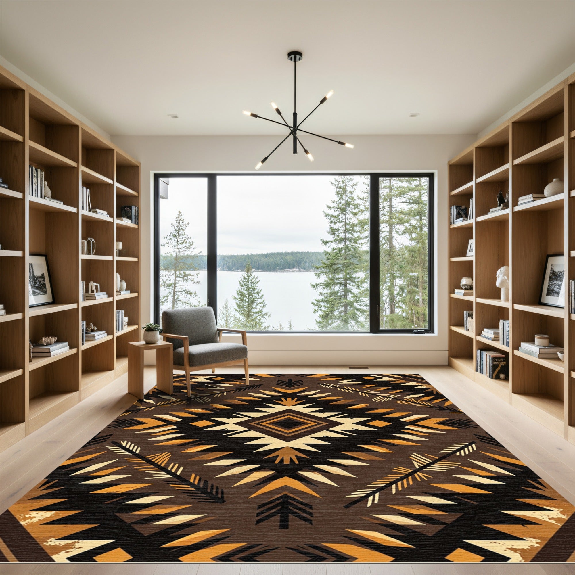 Earthy Geo Diamond Tribal Arrow Wool Rug