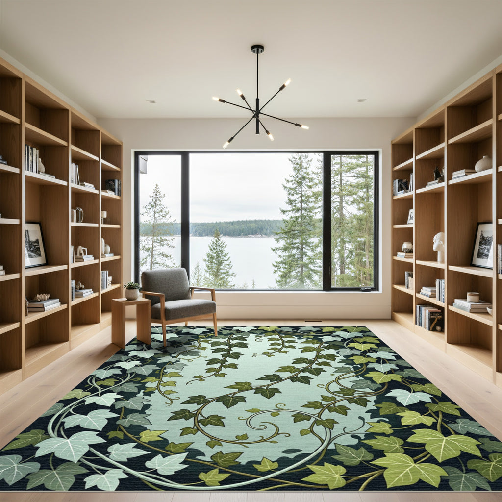 Lush Forest Ivy Botanical Foliage Rug
