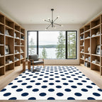 Classic Navy Blue Polka Dot Rug