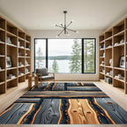 Charred Gray Wood Grain Mosaic Rug