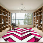 Bold Magenta and White Chevron Stripe Rug