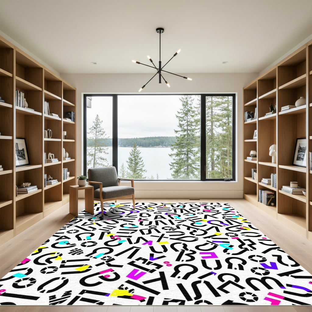 Colorful Abstract Alphabet Collage Rug