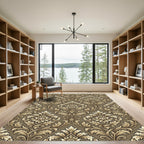 Antique Gold Damask Floral Medallion Rug