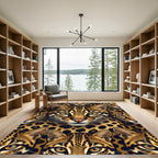 Golden Leopard Face Repeat Rug