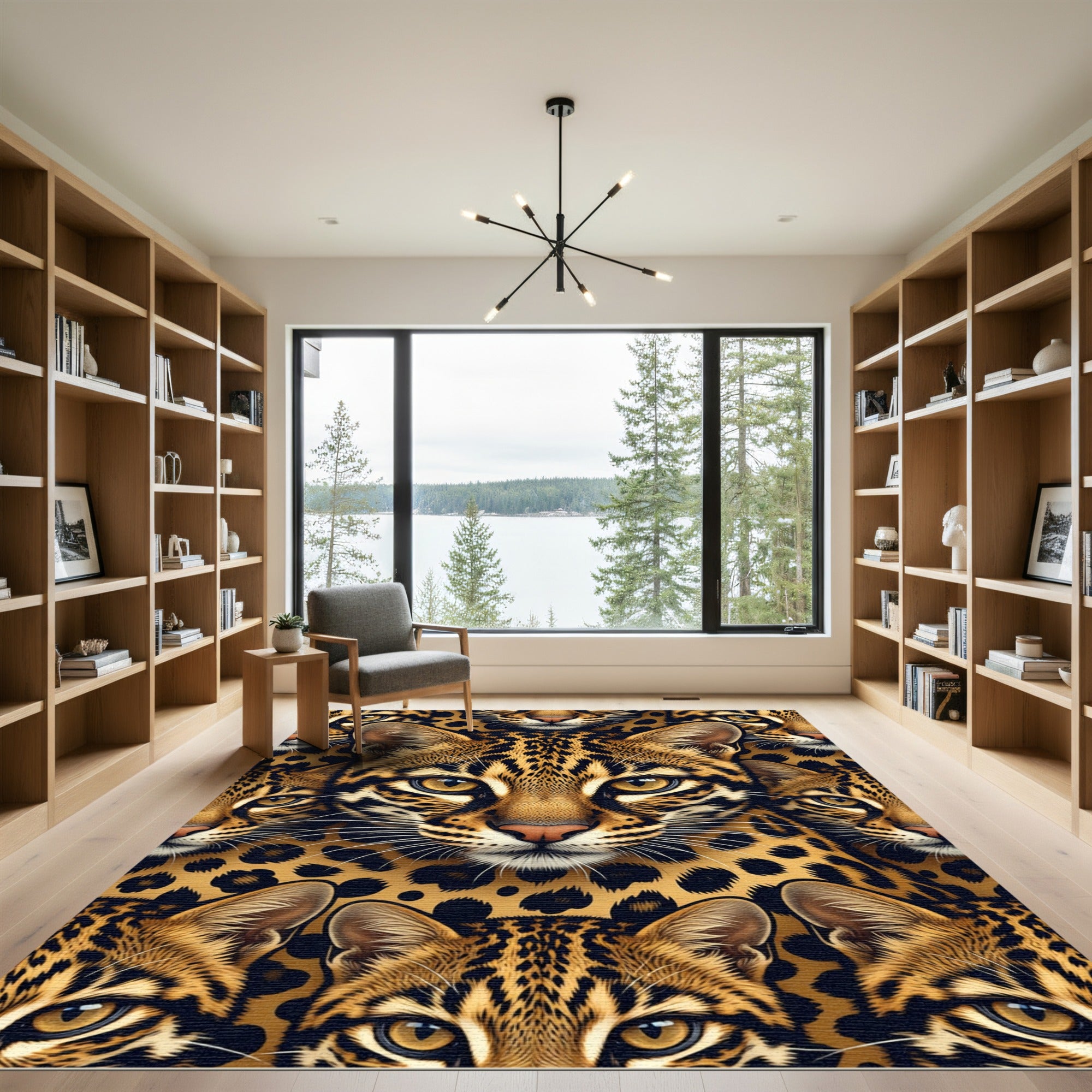 Golden Leopard Face Repeat Rug