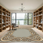 Ornate Gold Scrollwork Frame Rug