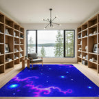 Cosmic Blue Neon Starburst Rug