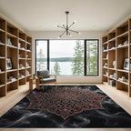 Ethereal Crimson Gold Ornate Medallion Rug