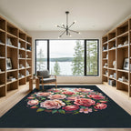 Pink Garden Rose Medallion Swirl Rug