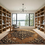 Ornate Golden Filigree Antique Rosette Rug