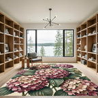 Vintage Pink Hydrangea Botanical Garden Rug