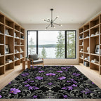 Elegant Purple Orchid Baroque Scroll Rug