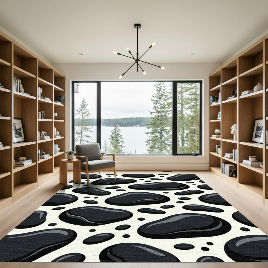Black Pebble Abstract Spot Rug