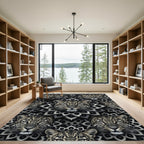Monochromatic Leopard Head Flower Arrangement Rug