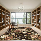 Vintage Dark Floral Botanical Rose Bouquet Rug