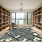 Monochrome Geometric Square Isometric Rug