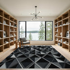 Modern Charcoal Geometric Diamond Rug