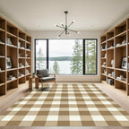 Neutral Beige Gingham Checkered Rug
