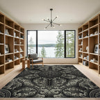 Antique Charcoal Acanthus Scroll Medallion Rug