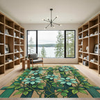 Botanical Mint Clematis Climbing Vine Floor Art Rug