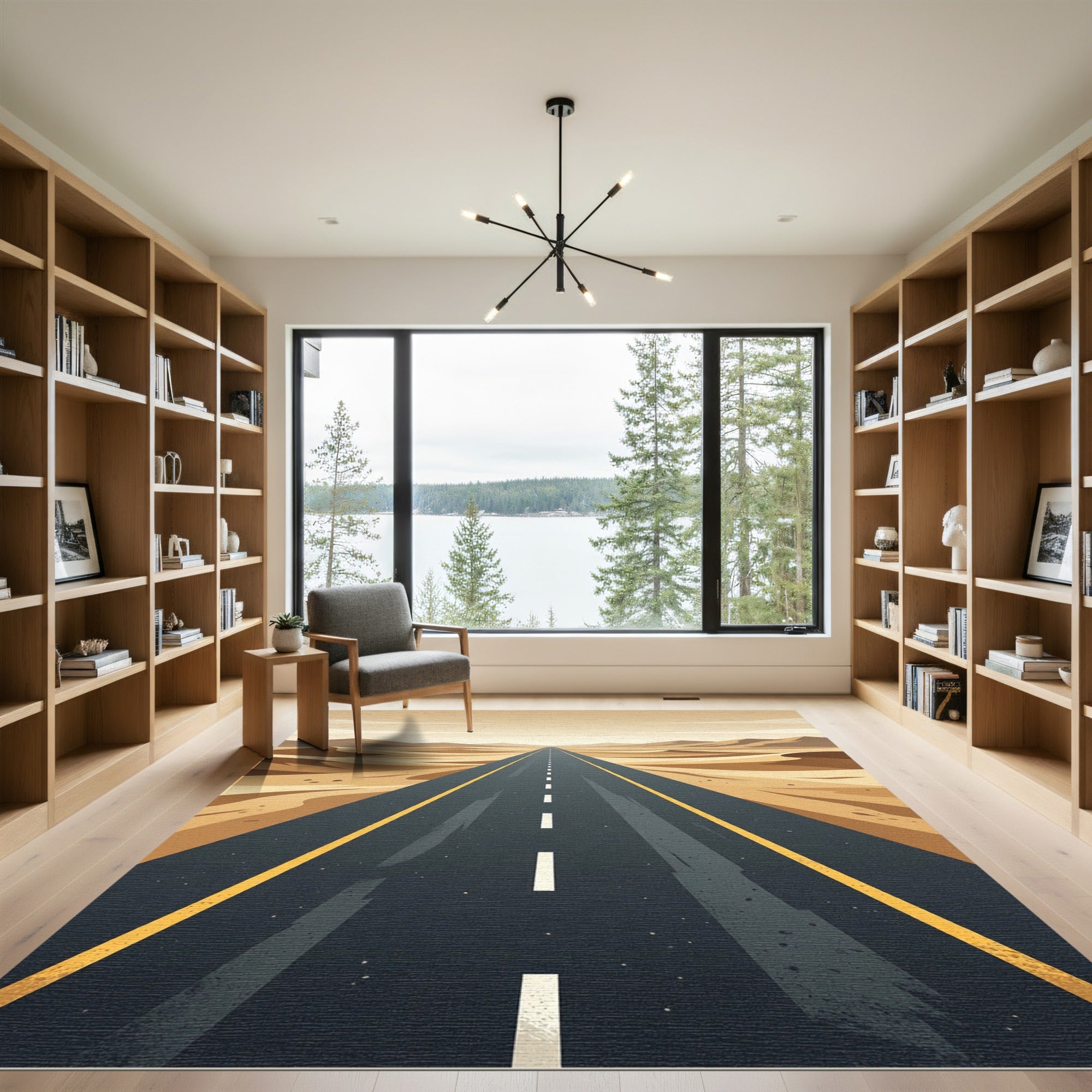 Desert Horizon Asphalt Vanishing Point Rug
