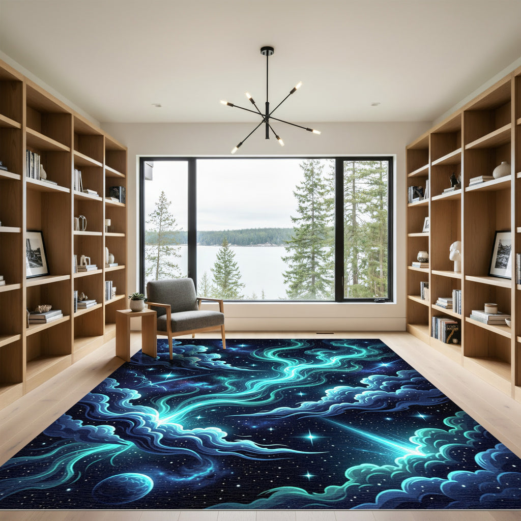 Luminous Cosmic Nebula Celestial Clouds Rug