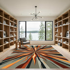 Explosion Of Orange And Gray Waves Rug